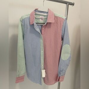 Brooks Brothers Button Down Shirt Size 2 Blue Red Green White Stripes Patchwork